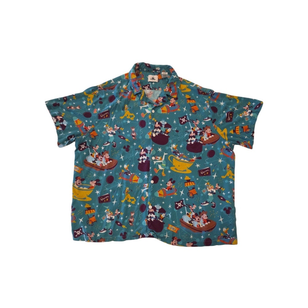 Disney Parks Park Life Shirt Mens XXL Mickey Friends Button Up Hawaiian Aloha